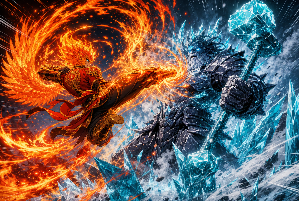 Phoenix Flame Versus Frost Titan