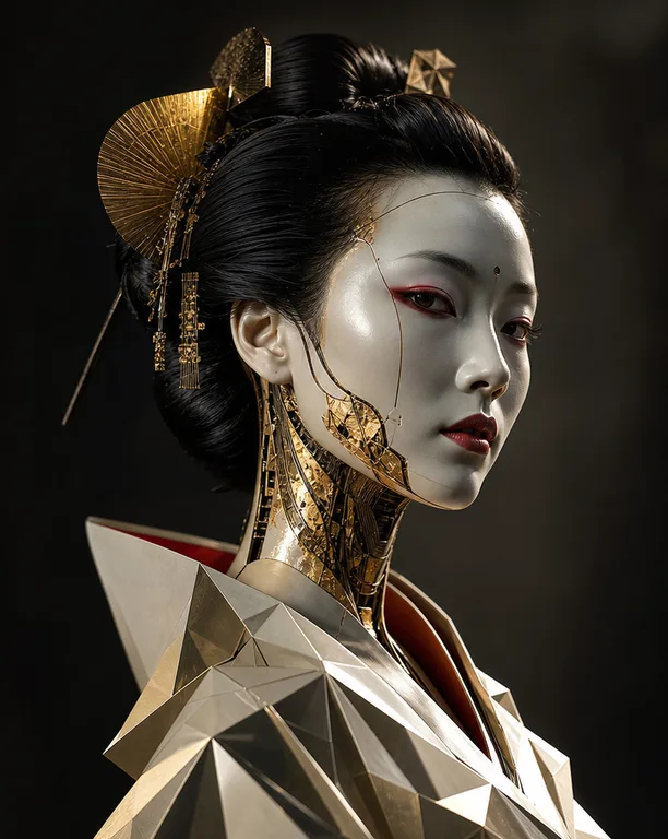 Gilded Android Geisha Portrait