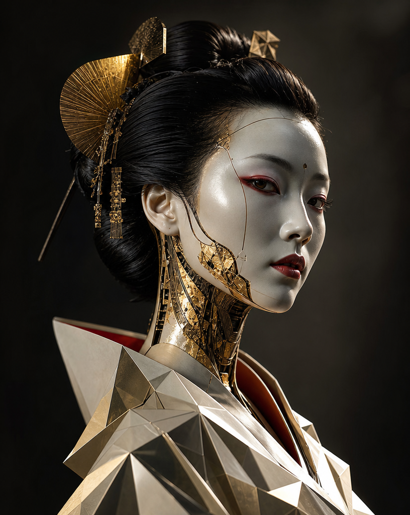 Gilded Android Geisha Portrait