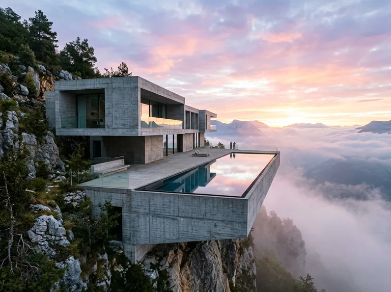 Mistbound Brutalist Mountain Sanctuary