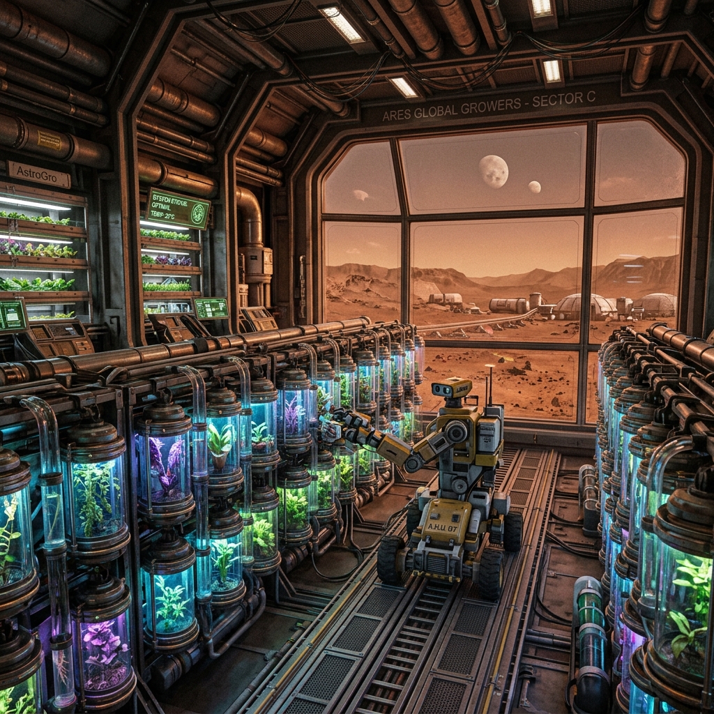 Bioluminescent Greenhouse On Mars