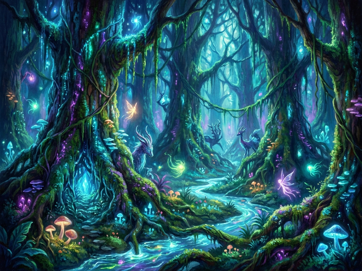 Luminous Ancient Enchanted Woods