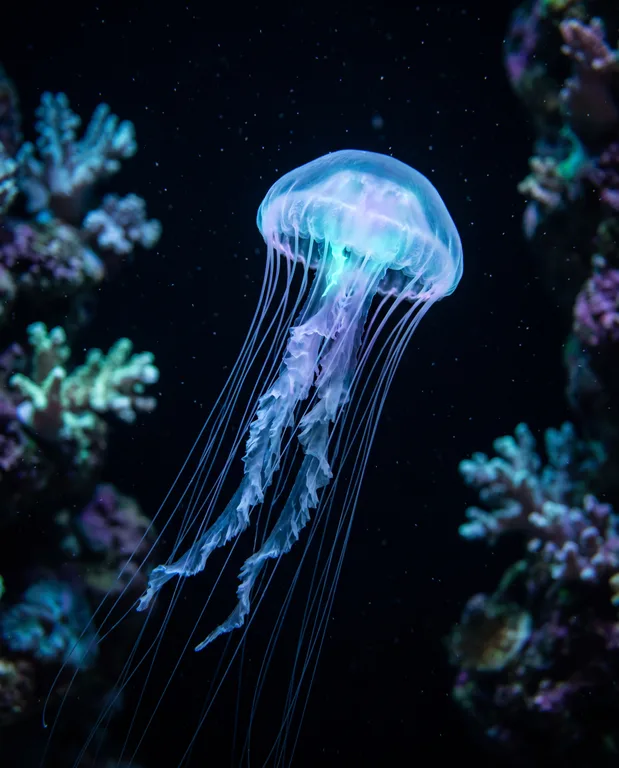 Ethereal Abyssal Bioluminescent Jellyfish