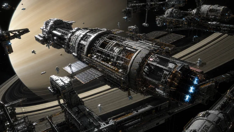 Saturn Orbital Shipyard Construction
