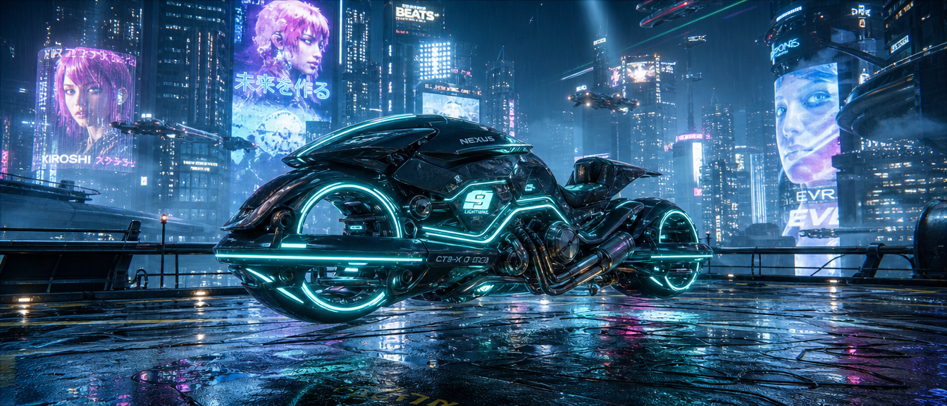 Neon Rain Hover Cycle