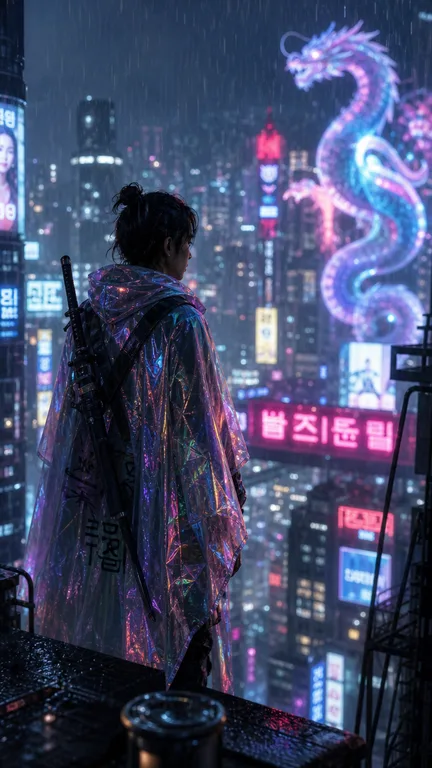 Neon Nomad Above Neo Seoul