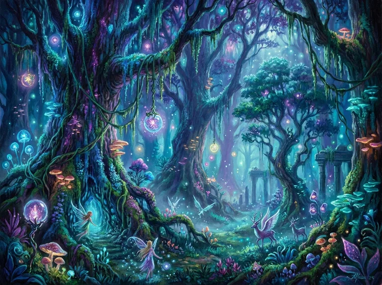 Luminous Enchanted Forest Canopy