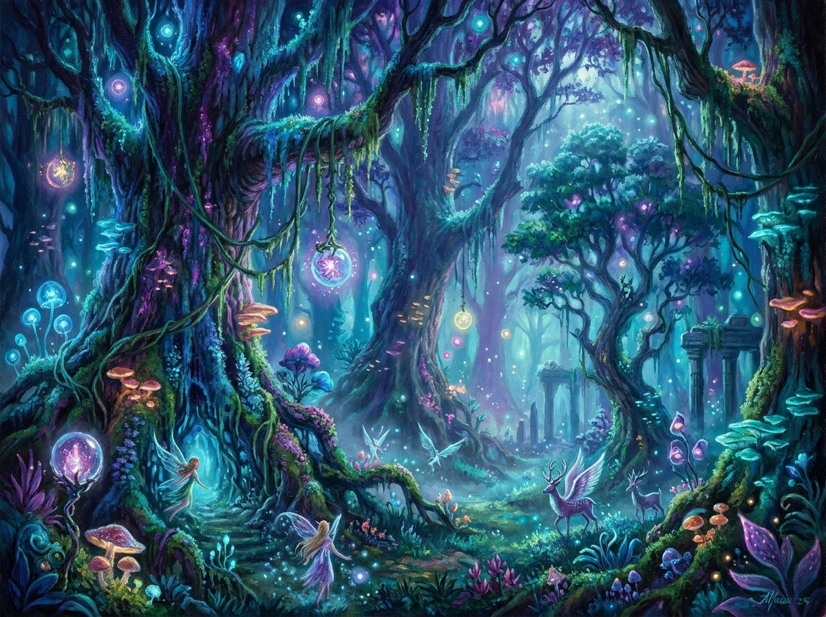 Luminous Enchanted Forest Canopy