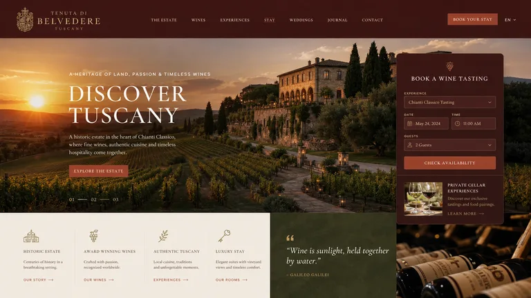 Tuscan Vineyard Luxury Web Layout