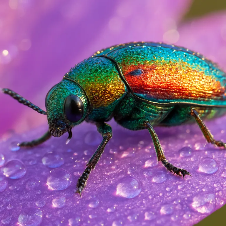 Beetle On Iridescent Lotus