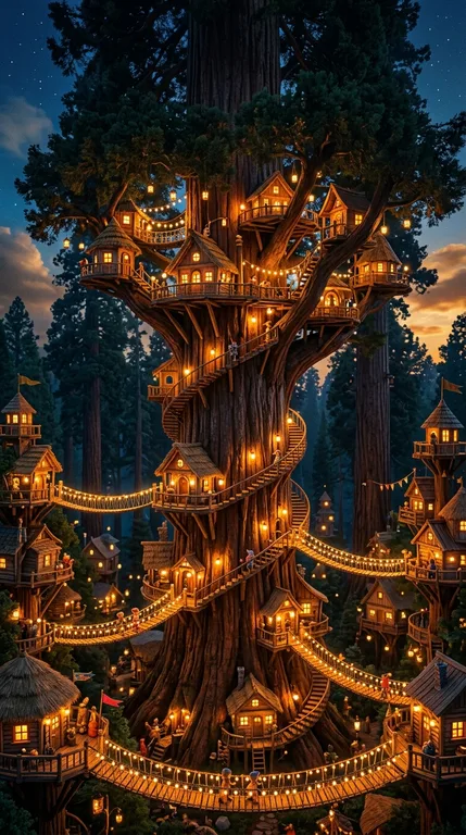 Ethereal Redwood Treehouse City