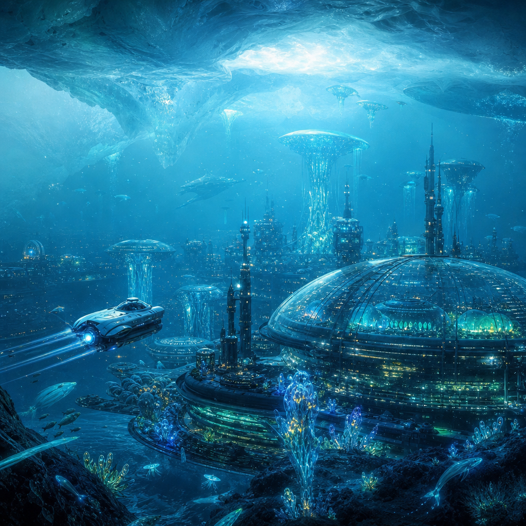 Luminous Europa Underwater City