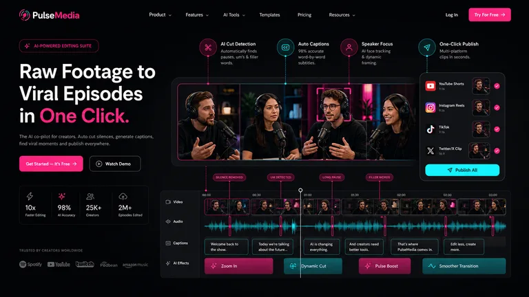PulseMedia AI Editing Dashboard