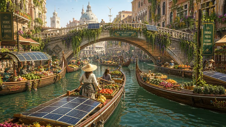 Solarpunk Venice Floating Market