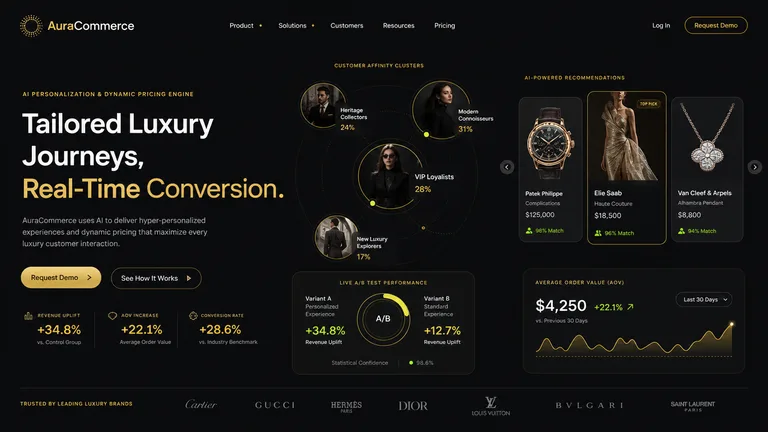 AuraCommerce Luxury Personalization Dashboard