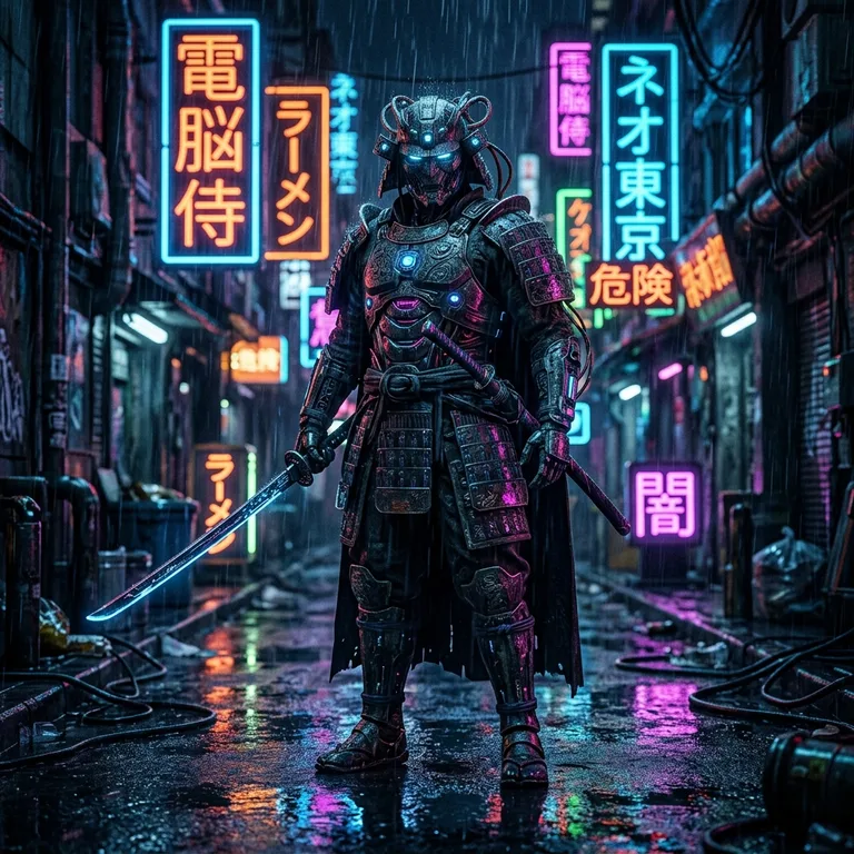 Neon Ronin In The Rain