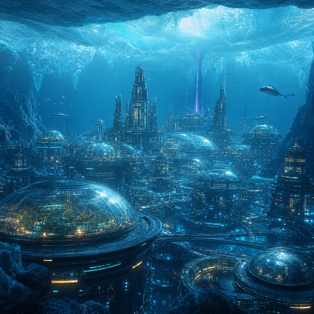 Luminous Europa Underwater City