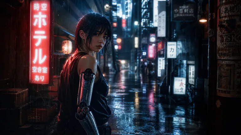 Neon Hacker In Midnight Rain