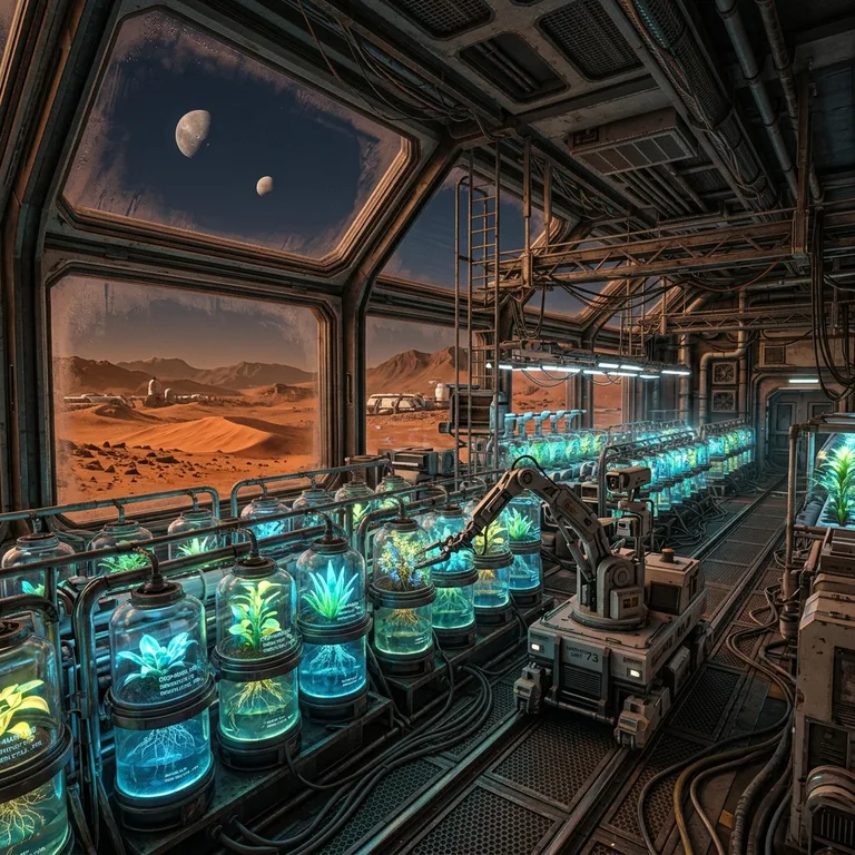 Bioluminescent Greenhouse On Mars