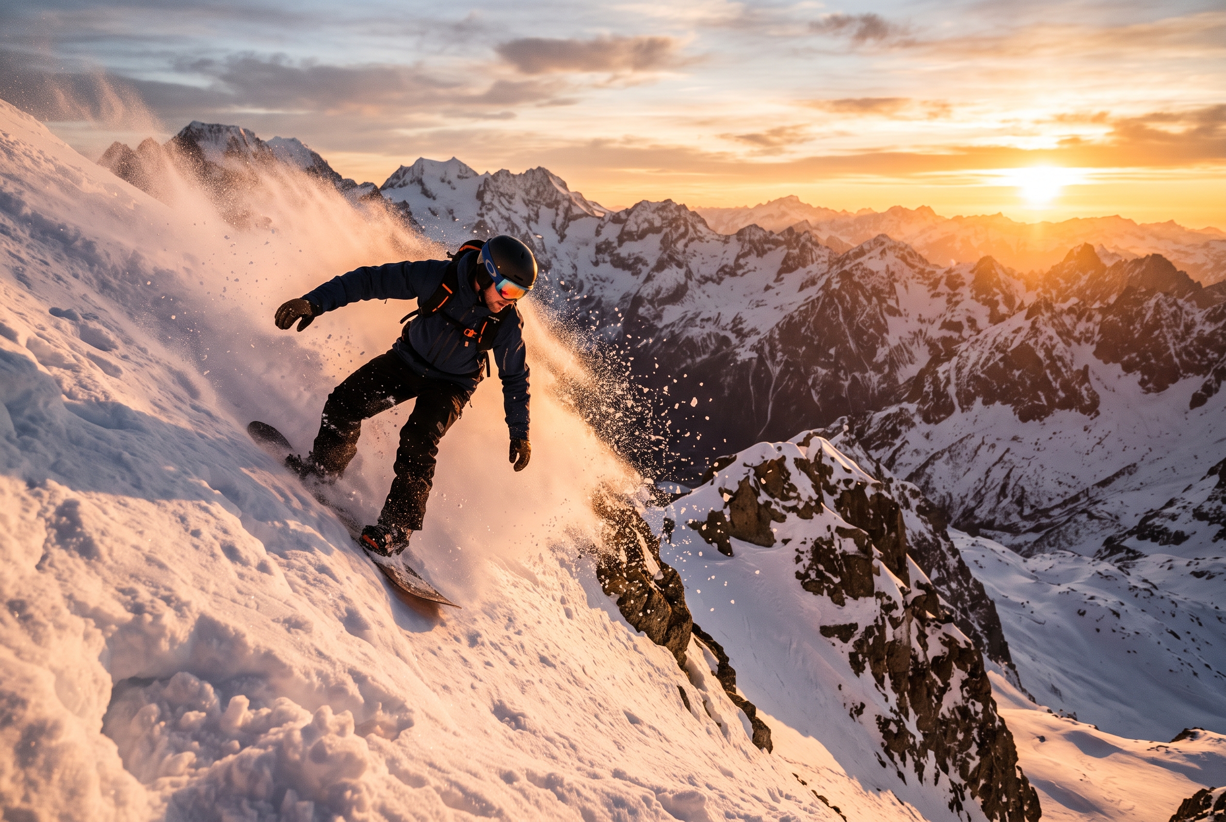 Alpine Powder Carve Sunset
